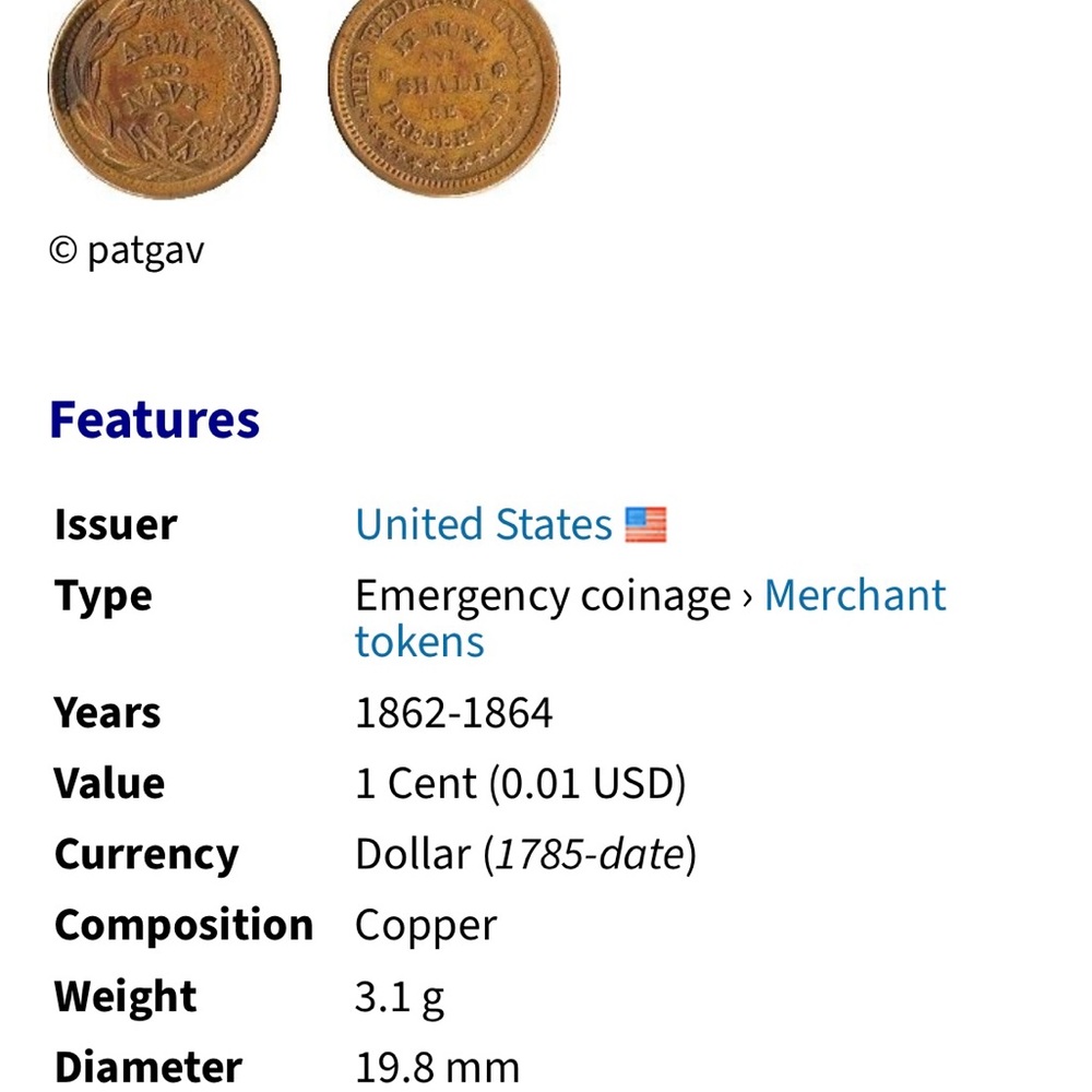 C. 1861-1863 Union Civil War Army & Navy Token - Picture 6 of 6